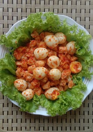 Foto resep Ayam telor puyuh balado