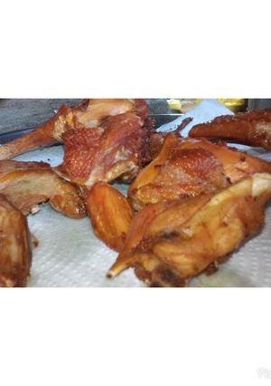 A picture of Deep fried kienyeji chicken.
