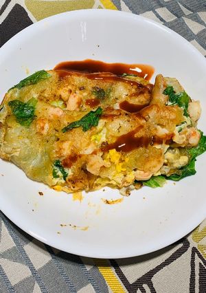 蝦仁雞蛋煎 的食譜成品照片