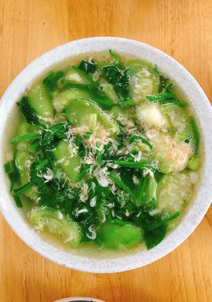 Hình của món Canh mướp mồng tơi nấu với ruốc.