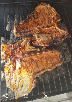 A picture of Sharon's grilled steaks.