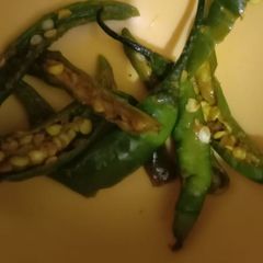 Green chilli pickle A picture of Green chilli pickle.