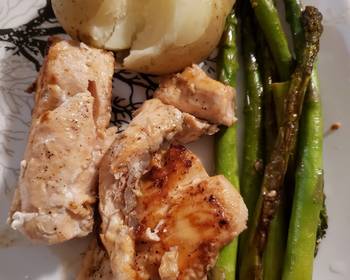 Easy Fast Cooking One pan salmon  asparagus Very Delicious
