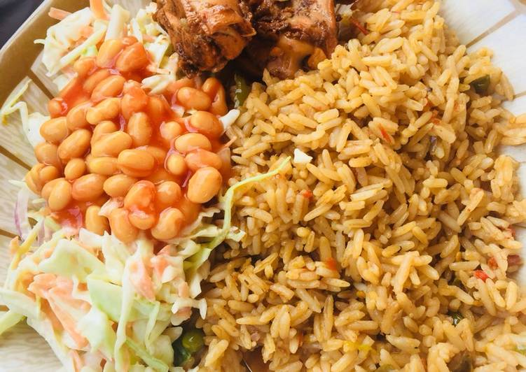 How to Make Appetizing Jollof rice,salad and grilled chicken - Easy Recipe Guide