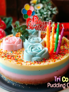 Foto resep Tri Color Pudding Cake