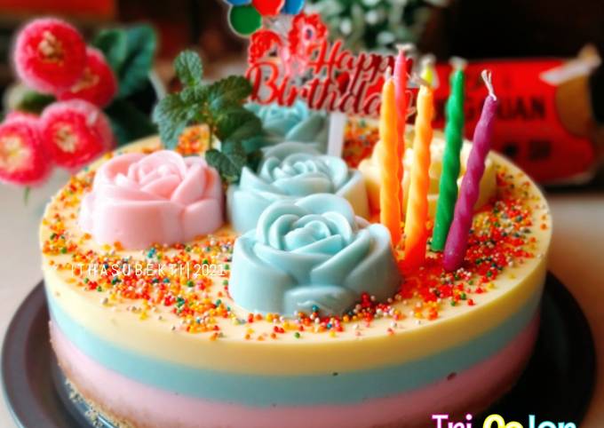 Cara Bikin Tri Color Pudding Cake, Enak Banget