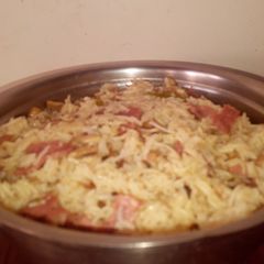 A picture of Ham, mushroom & Rice-quicky lunch.