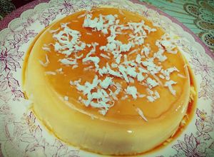 Una foto de Flan en 5 minutos de coco en microondas, riquísimo y súper fácil