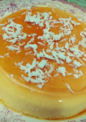 Una foto de Flan en 5 minutos de coco en microondas, riquísimo y súper fácil