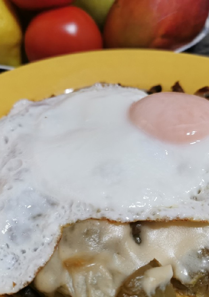 Una foto de Judías verdes champiñón y huevo!!!