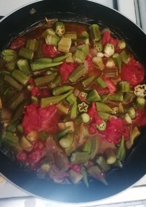 صورة لوصفة باميه بزيت