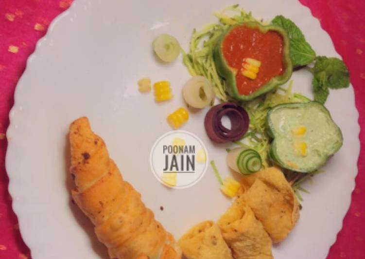 Simple Way to Make Favorite CRISPY PAPAD ROLL WITH MINTY DIP jain special