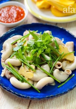Hình của món Dồi Trường Hấp Gừng.