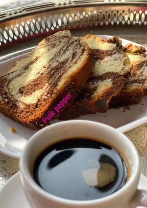 صورة لوصفة كيك رخامي ذوق الشوكولاطة والفانيلا