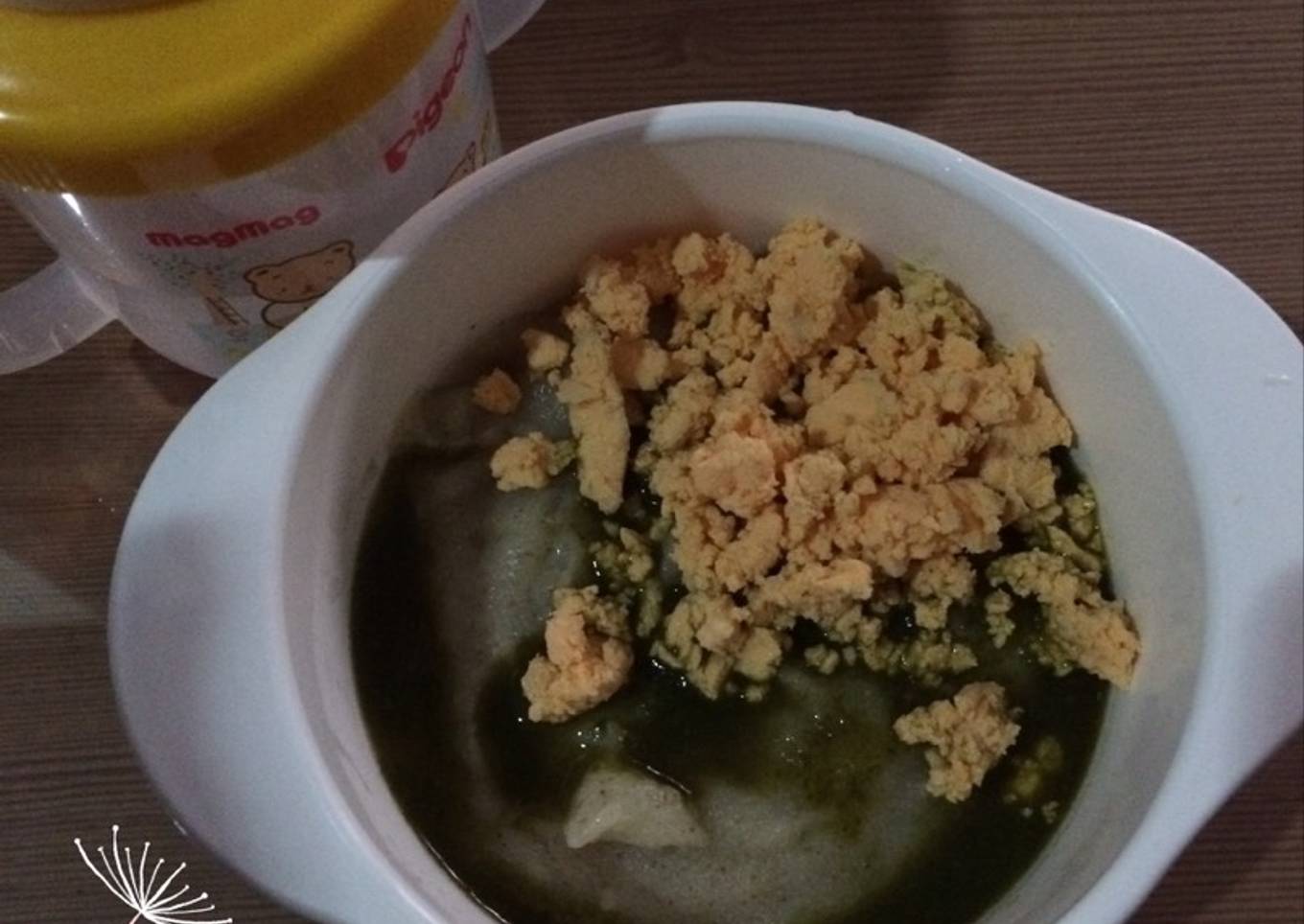 Mpasi 4* beras putih, kacang ijo, kuning telor bebek, pakcoy