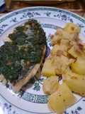 Merluza negra con gremolata con papas al ajillo