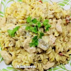 A picture of Chicken Pasta With White Sauce 😋.