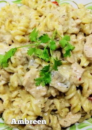 A picture of Chicken Pasta With White Sauce 😋.