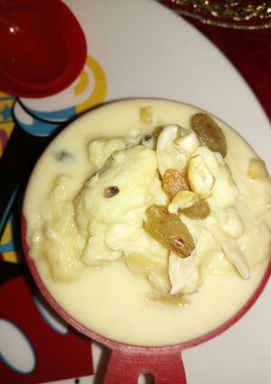 A picture of Rasmalai with Egg.