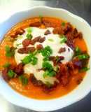 Sweet Potato Soup With Maple Sour Cream and Candied Bacon