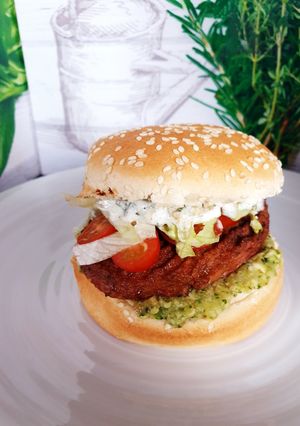 Une photo de Burger aux légumes verts 😋