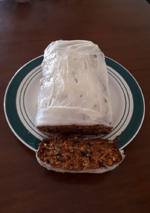 Une photo de Carrot cake et glaçage vanille