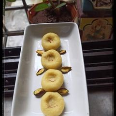 A picture of Janmashtami Special - Kaju/Cashew Kesar Peda.