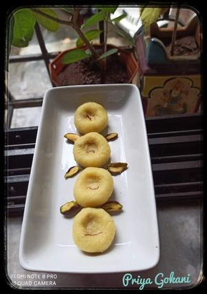 A picture of Janmashtami Special - Kaju/Cashew Kesar Peda.
