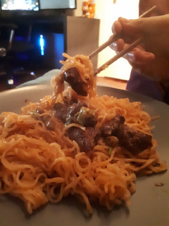 A picture of Spicy beef n noodles.
