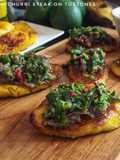 Chimichurri Steak on Tostones