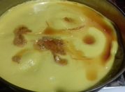 Una foto de flan proteínico
