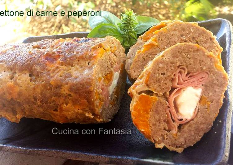 Polpettone di carne e peperoni, farcito