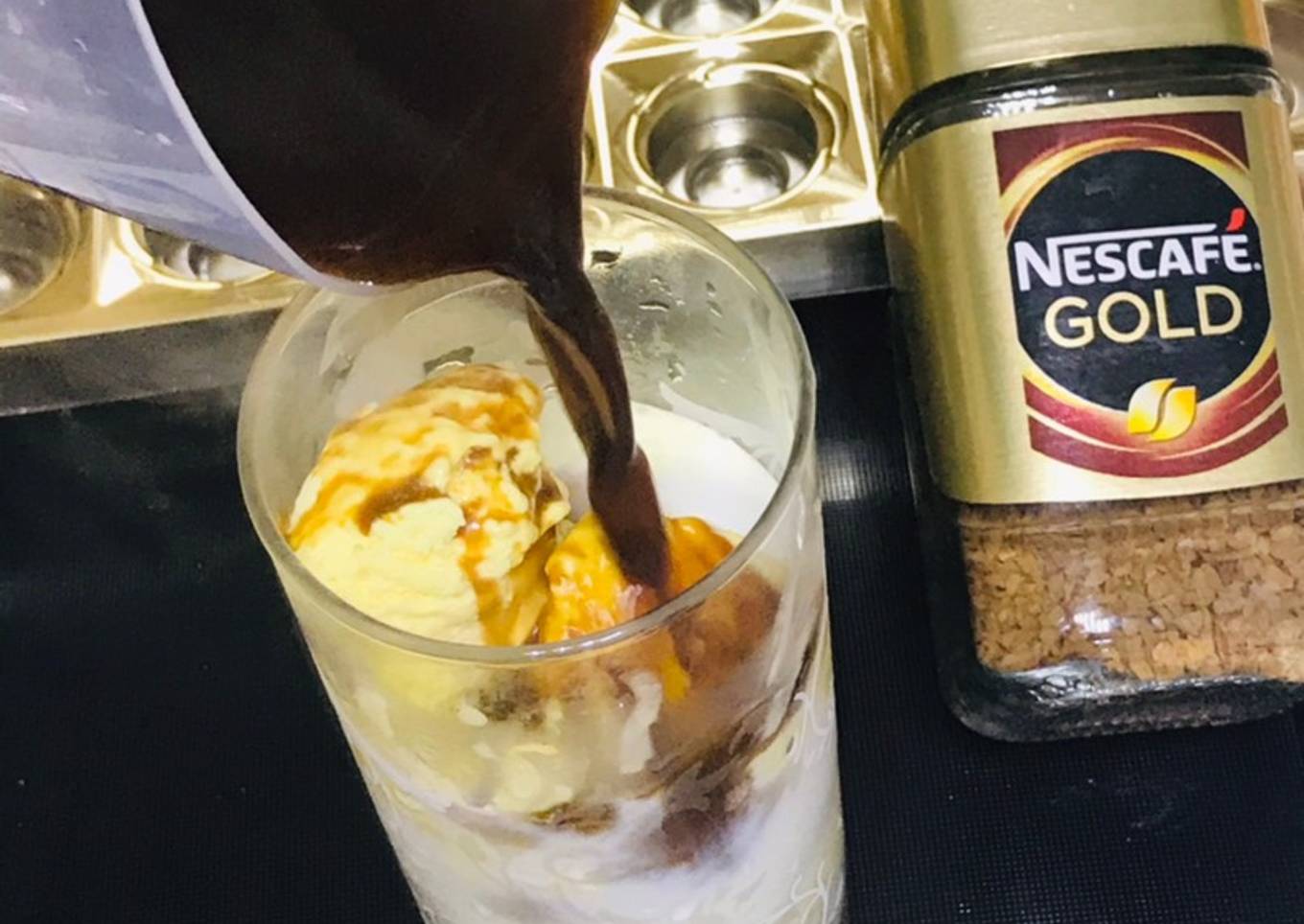 Italian affogato coffee