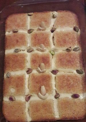 صورة لوصفة بسبوسة بالقشطة