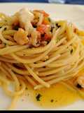 Spaghetti con Gamberoni e Pomodori