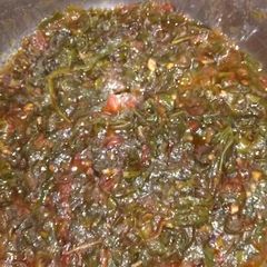 A picture of Rape spinach with Tomato.