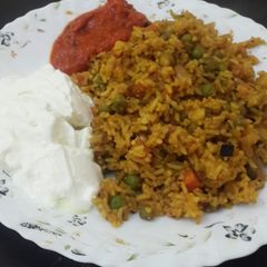 A picture of Tawa pulao with leftover rice.