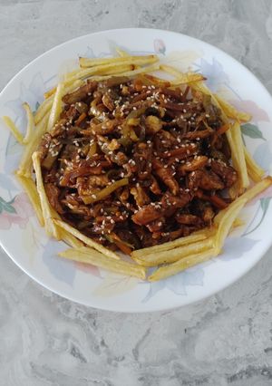 عکسی از دستور خوراک مرغ و سبزیجات