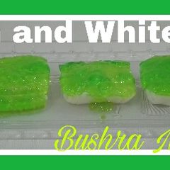 A picture of Green and white jelly.