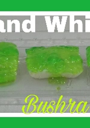 A picture of Green and white jelly.