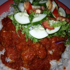 A picture of Rice and stew.