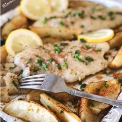 A picture of Crispy Pan Fried Fish with Lemon Butter Sauce.