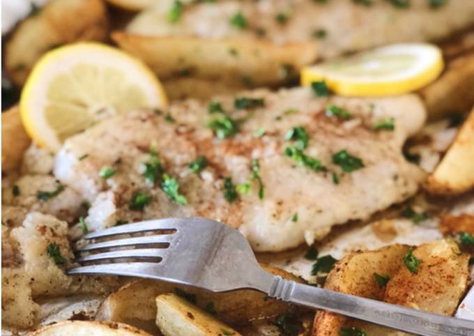 Recipe of Delicious Crispy Pan Fried Fish with Lemon Butter Sauce