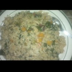 A picture of Jelof rice with Spinach (Alaiyahu).