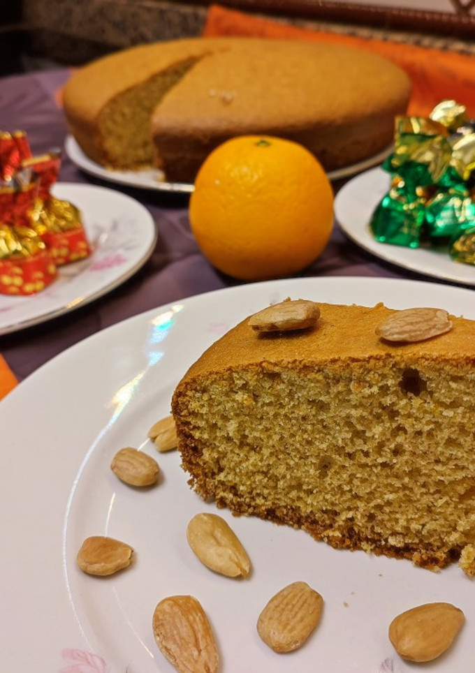 Una foto de Bizcocho de naranja y almendras
