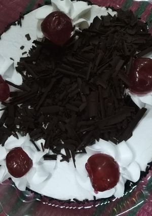 A picture of Black forest cake.