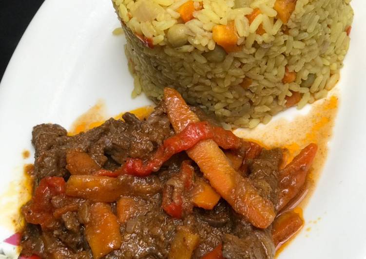 Fried rice with shredded beef soup