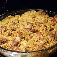 A picture of Risoni Tagine with sausage.