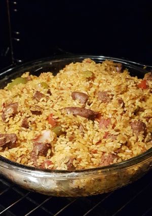A picture of Risoni Tagine with sausage.