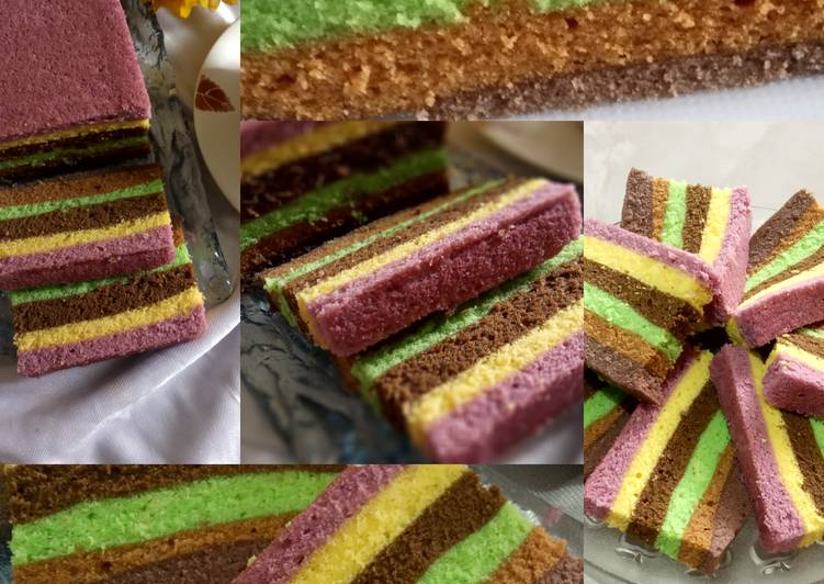 Rainbow cake steamed